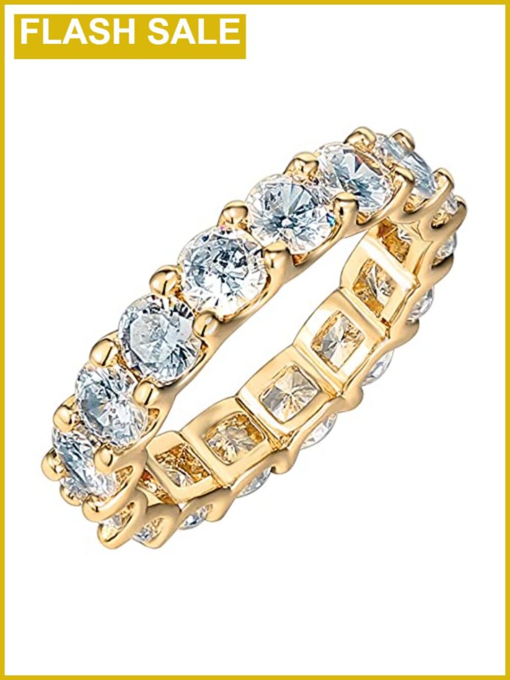 14K Gold Plated Eternity Ring for Women, Dainty Stacking Band